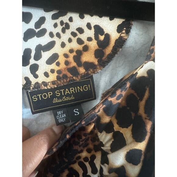 Stop Staring! Women's S Leopard Print Wiggle Dress Cap Sleeve Retro Pin-Up - Picture 8 of 12